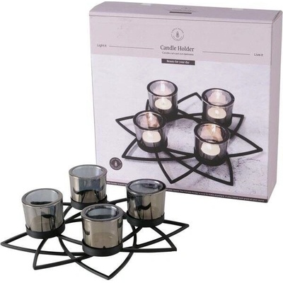 Boltze Home Kovový svícen ELENYI, výš, 8 cm černá