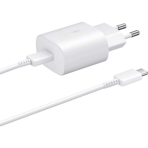 Samsung Комплект EP-TA800 захранване за ел. мрежа с USB-C изход и EP-DG980 USB-C кабел (бял) - Samsung Power Delivery 3.0 25W Wall Charger Set (bulk)