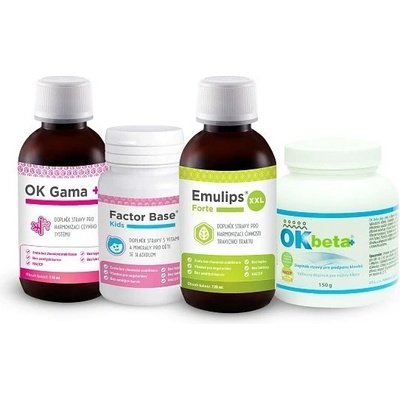 OKG Activ pack OK Beta+ 150 g OK Gama 150 ml Factor Base Kids 60 tabliet Emulips Forte XXL 120 ml