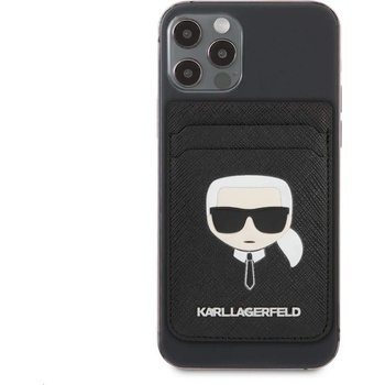 Image 1 of KARL LAGERFELD Saffiano Magnetic Wallet Karl Head - кожен портфейл (джоб) за прикрепяне към iPhone с MagSafe (черен)