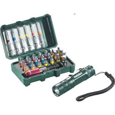 Metabo Box s bity, 29dílný sada bitů + svítilna