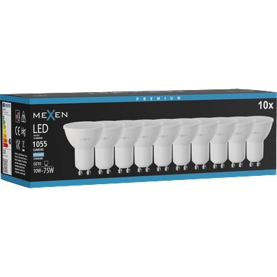 Mexen Nova 10x LED крушка GU10, 10W, Студена - 6500K, 1055 lm - L108-GU10-1065-01x10 (L108-GU10-1065-01x10)