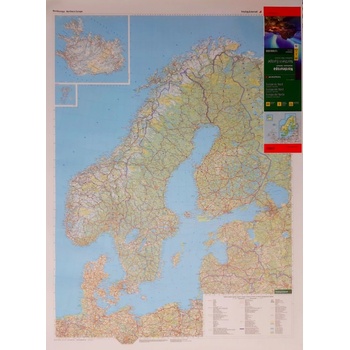 Freytag & Berndt Skandinávie a Island - nástěnná mapa 87 x 116 cm Varianta: bez rámu v tubusu, Provedení: laminovaná mapa v lištách
