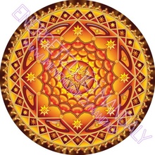 Velký mandalový obraz na dřevitém rámu- Mandala napomáhající učení 38 cm