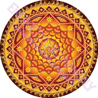 Velký mandalový obraz na dřevitém rámu- Mandala napomáhající učení 38 cm