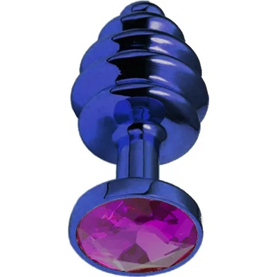 Sensual Метално дилдо Butt Plug с оребрение "BLUE HONEY PURPLE" 7 см. Размер - S
