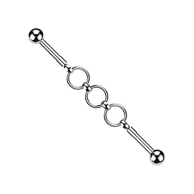 Šperky4U Industrial piercing s kroužky ID01051
