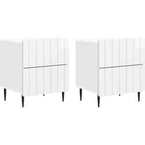 vidaXL Нощен шкаф 2 бр. Бял гланц 43 x 34, 5 x 49, 5 см (894304)