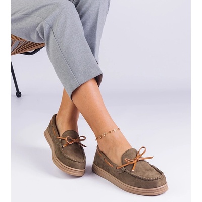 Gemre Green women's eco-suede loafers with bow Sarina bílá šedá hnědá kaki