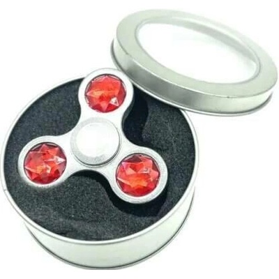 Stříbrný fidget spinner HQ červený diamant II