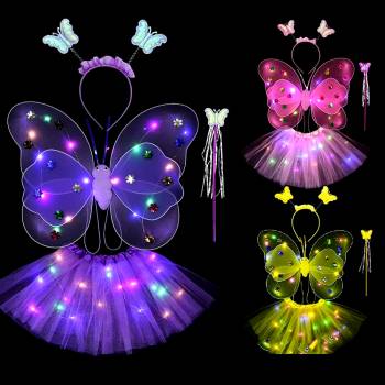 Светещ led костюм на приказна принцеса Пеперуда с крила