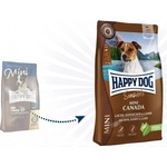 Happy Dog Mini Canada - храна за чувствителни млади кучета и за активни възрастни кучета от дребни породи, склонни към алергични прояви, със сьомга, заек и агне 4 кг, Германия - 61239