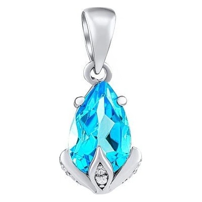 SILVEGO Strieborný prívesok Clarissa so Swiss Blue Topaz a Brilliance Zirconia JJJ1267PTS
