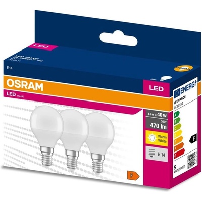 Osram SADA 3x LED žiarovka P45 E14/4,9W/230V 3000K Osram P225553