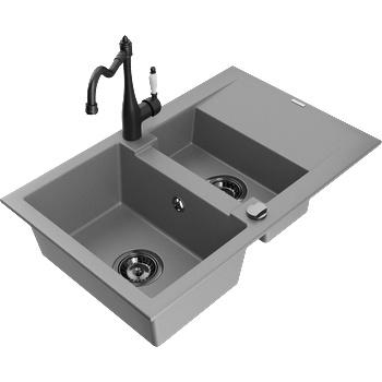Mexen Gaspar гранитна мивка с 1, 5 камери с отцедник и кухненски смесител Carla, (6507-71-670700-70-B)