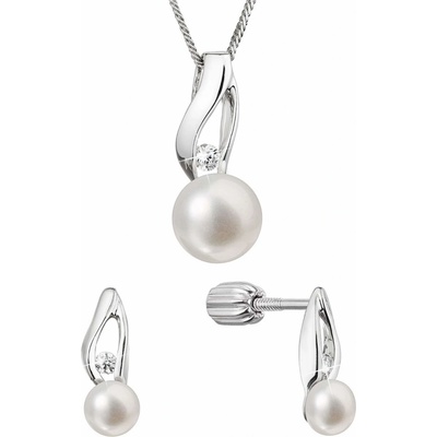 Pavona Souprava stříbrných šperků s pravými perlami a zirkony 29070.1B