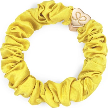 By Eloise London Gold Heart Silk Scrunchie farba Mellow Yellow