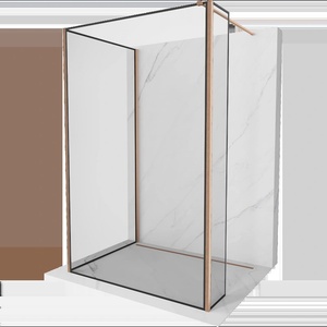 Mexen Kioto душ-екран Walk-in 100 x 90 x 30 см, черна рамка, матирана мед - 800-100-090-221-65-70-030 (800-100-090-221-65-70-030)