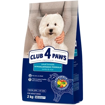 CLUB 4 PAWS Dog Mini Adult Агнешко с Ориз 2kg