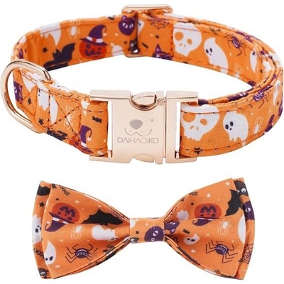 DAIHAQIKO Halloween obojek pro psy Podzimní dýňové obojky s mašlí – Zboží Mobilmania