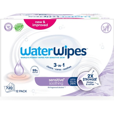 WATERWIPES Obrúsky vlhčené Soothing clean bez obsahu plastov 12 x 60 ks 720 ks