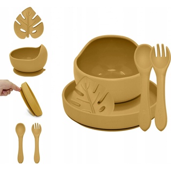 PETITE&MARS Set jedálenský silikónový TAKE&MATCH Intense Ochre 4 ks