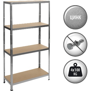 Carmen Метален стелаж Carmen CR-1011 - 160х80х40 см, до 100 кг на рафт - цинк (3580551)