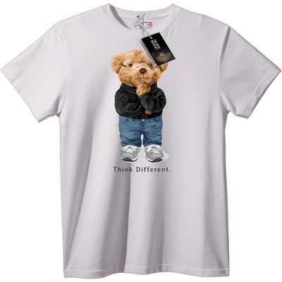 NOONEBRAND Тениска Мисли Различно Мечок - S, White