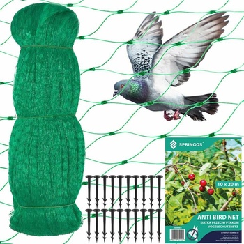 SPRINGOS Мрежа за птици Springos с котви 10x20m - зелена (AB0003)