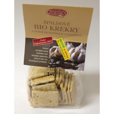 Biopekárna Zemanka Špaldové bio krekry s dýňovým semínkem a česnekem 100 g