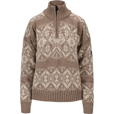 Dale of Norway Дамски вълнен пуловер Dale of Norway Women's Roset Windproof Sweater Wool jumper - Mountainstone / Off White - размер XS (105-6543-0111)