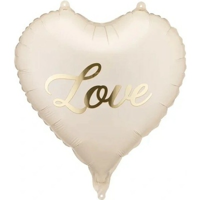 PartyDeco Balónek fóliový Srdce Love krémové 45 cm