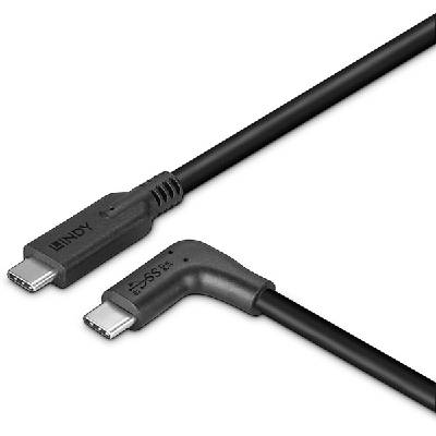 LNY-32019 : Кабел USB 3.2 USB-C към USB-C , 90° под ъгъл, десен, 10Gbps, 1.5 м (LINDY LNY-32019)