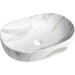 SAPHO - Мивка за плот Caleo, 60x42 см, без преливник, без отвор за смесител, цвят bianco carrara CA590BC (CA590BC)