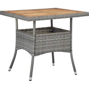  Градинска трапезна маса, сива, полиратан и акация масив - elemento - 249,00 лв
