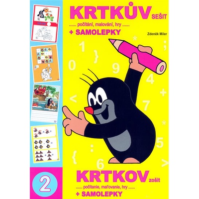 Krtkův sešit počítání malování hry samolepky Zdeněk Miler