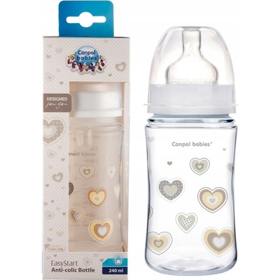 Canpol babies Fľaša sa širokým hrdlom Newborn baby 240ml béžová