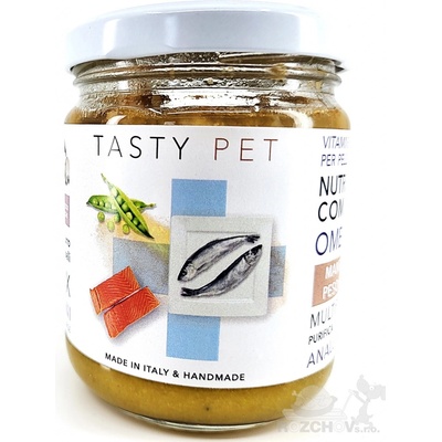 Tasty Pet Adult Puppy Zavařené maso treska losos & dýně hrášek Light 160 g