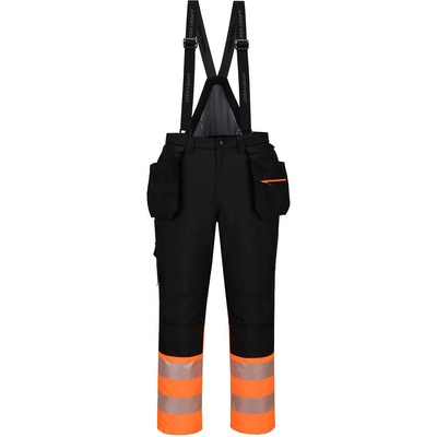 Portwest hi-vis dx4 sx437 / Мъжки зимни светлоотразителни панталони с нагръдник - оранжеви/черни m (dx437obrm)