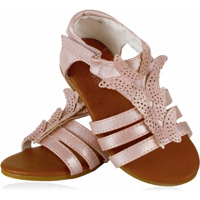 Sandále s jemným leskom ľahké motýliky na suchý zips svetloružové