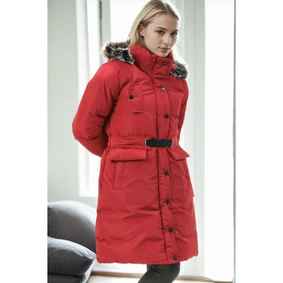 Dewberry Z9774 WOMEN'S COAT-BURGUNDY červená