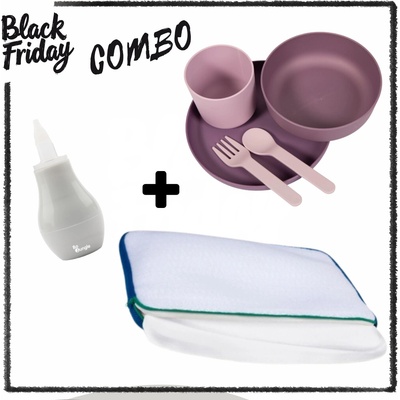 BF Combo: Aerosleep - възглавница за безопасен сън + Bo Jungle: Аспиратор за нос - Сив + Bo Jungle: Eco-Friendly сет за хранене - цвят по избор (API-S+BJ-B400410+BJ-B551010)