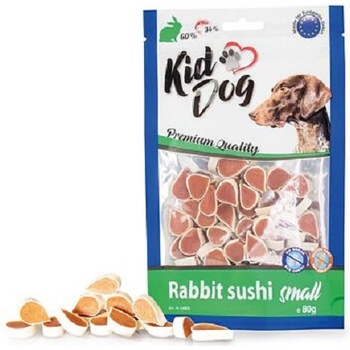 Maškrta KID DOG Králičie malé sushi pre psy 80 g