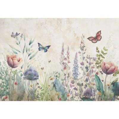 Postershop Fototapeta vliesováNature meadow flowers butterflies rozměry 312x219cm