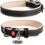 COLLAR Кожен нашийник WAU DOG Soft 46 - 60см, 35мм, черно-бежов