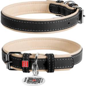 COLLAR Кожен нашийник WAU DOG Soft 46 - 60см, 35мм, черно-бежов