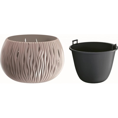 PROSPERPLAST Kvetináč s vkladom SANDY BOWL mocca 29cm
