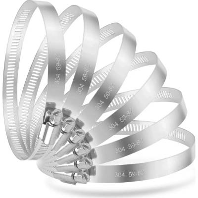 Hadicové spony MIAHART nerez 59-82mm | 6 kusů nastavitelná objímka z nerezové oceli pro bazén,