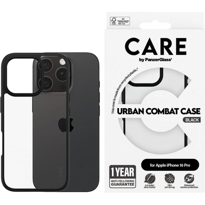 Panzer Калъф CARE - Urban Combat Black Frame, iPhone 16 Pro, черен/прозрачен (5715685004285)
