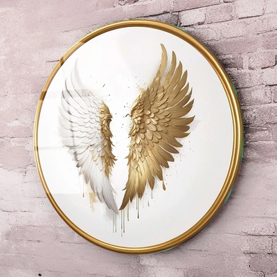 Art gift Кръгло стъклено пано - Крилата на Хармонията